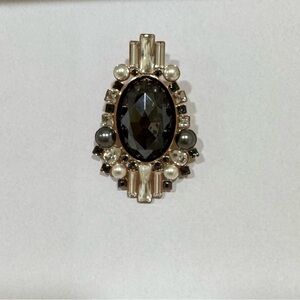 Swarovski Black Crystal Brooch & Pendant with Pearls